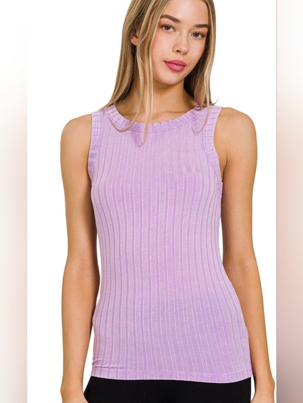 Zenana Outfitters Lavender Ribbed Tank Top